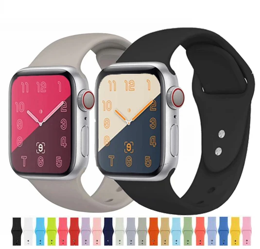 

newest silicone Strap for iWatch 4 40mm 44mm Rubber Sport loop For Apple Watch Band Series 1/2/3 42mm 38mm linkseries 5