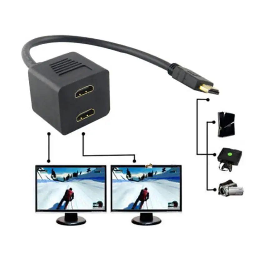 AUX аудио кабель 1080P HDMI порт штекер на 2 гнезда 1 в Выход разделитель адаптер