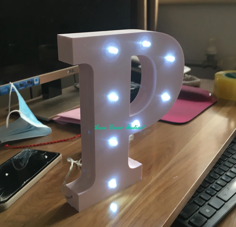 Home Decor Figurines White wooden letter LED Alphabet ...
