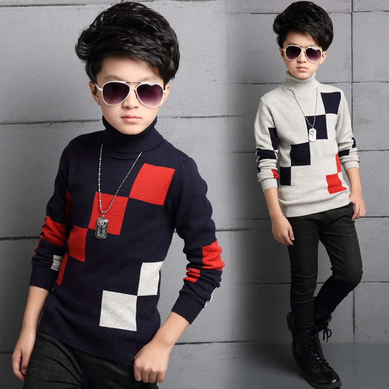 

Boys Sweaters kids clothes High neck pullover autumn winter models cotton thick warm warm bottoming shirt long-sleeved sweater