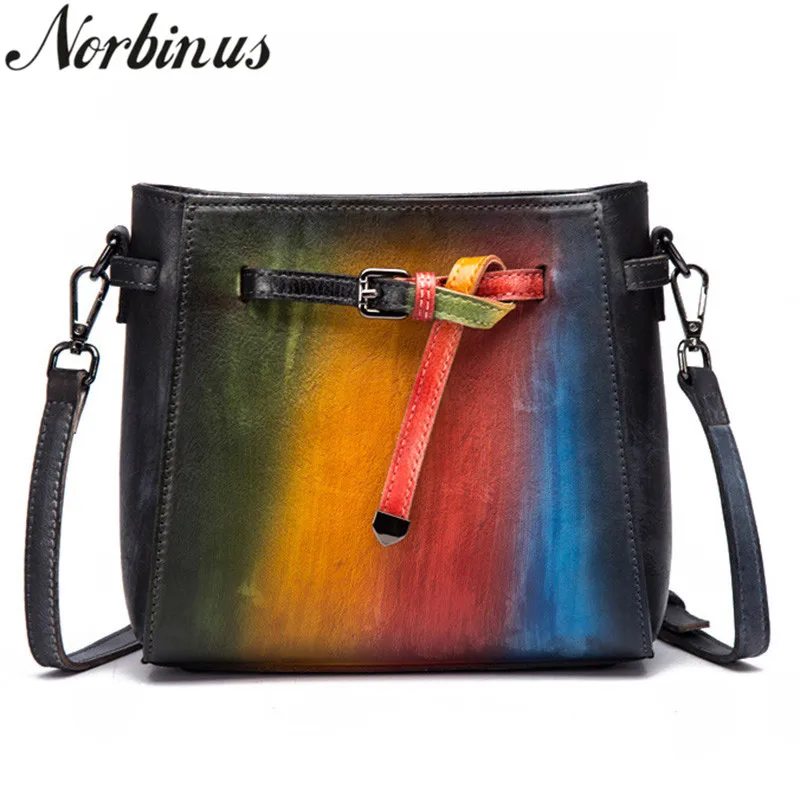 

Norbinus Fashion Women Messenger Shoulder Bag Luxury Genuine Leather Crossbody Handbags Vintage Embossing Top Handle Bags Bolsas