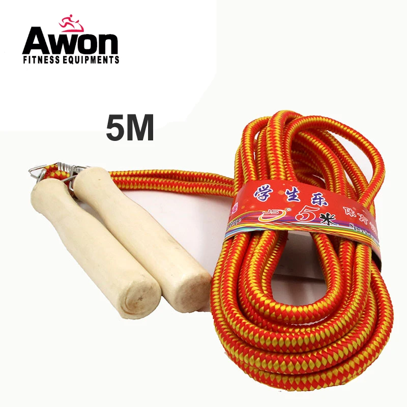 

Group Skip Rope 5M Jumping Rope Outdoor Sports Long Skip Rope Men Women Crossfit Fitness Equipment Wooden Handle Weavon Rope FN