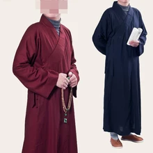 Унисекс 3 цвета белье черный/синий/темно-красный буддизм шаолинские монахи костюмы Медитация одежда дзен халат gowndeartics униформа