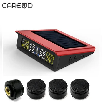 

LCD Display Solar Power CAREUD T86 Tyre Pressure Monitoring System TPMS with 4 External Sensor Replaceable Battery PSI/BAR Modes