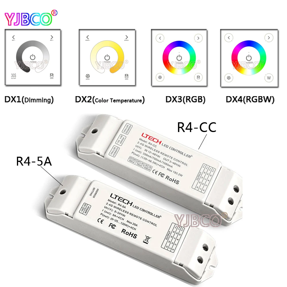 

AC110V-240V 2.4G DX1/DX2/DX3/DX4 Wireless CT RGBW touch panel wall mounted LED dimmer control DMX512 LED strip lamps