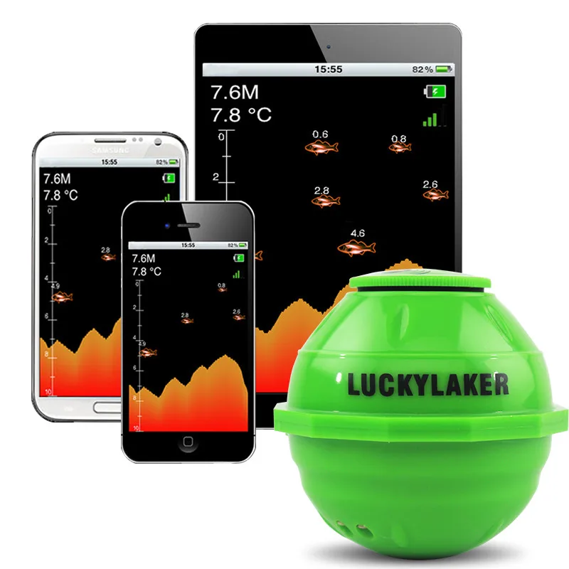 

Lucky FF916 Wireless WIFI Sonar Fish Finder 50M/130FT Echo Sounder Fish Detect Device For IOS Android Fishfinder+Car Charger