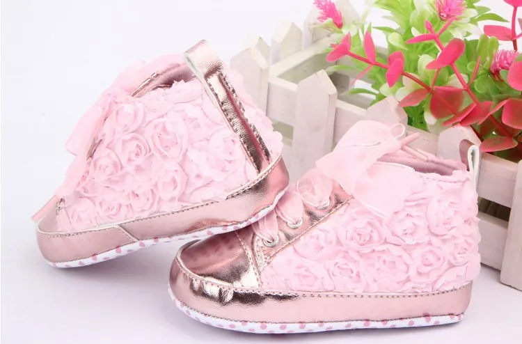 Baby Shoes Girls Toddler Soft Sole with Rose Flowers Children Shoes Infant Lace Shoes 0 18 summer infant toddler shoes breathable crib baby shoes soft sole fashion baby girl shoes