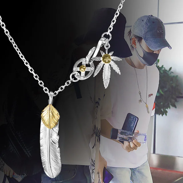 US $59.74 Takahashi goros jewelry Sterling Silver Pendant Necklaces Feather Charm Vintage Silver
