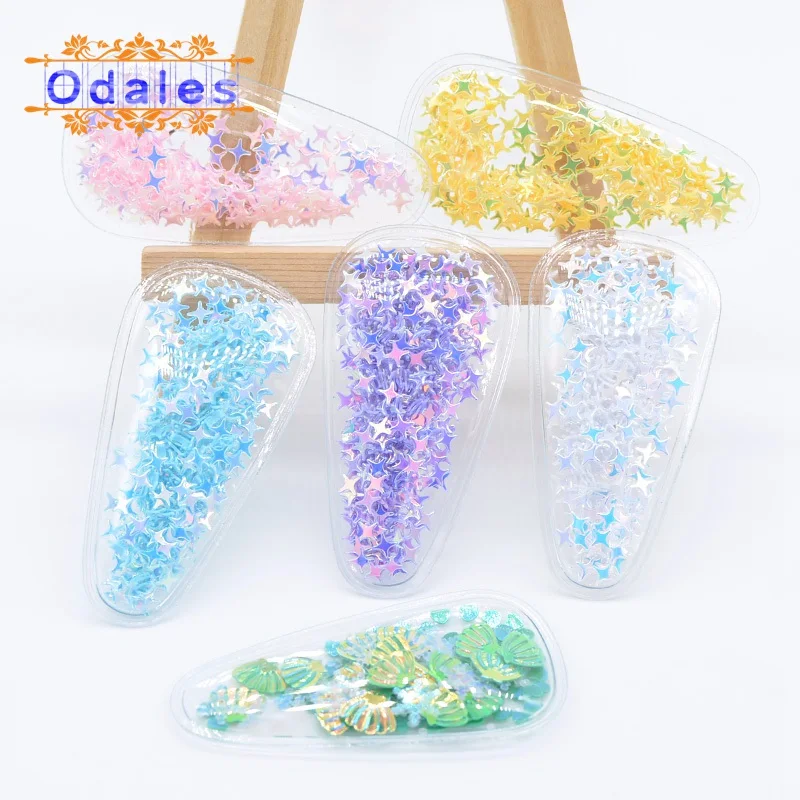 

12Pcs Fashion Korean Dream Girl Love Shell Cross Sequins Transparent BB Drop Clip Patches Beautiful Hairpins Headdress Appliques