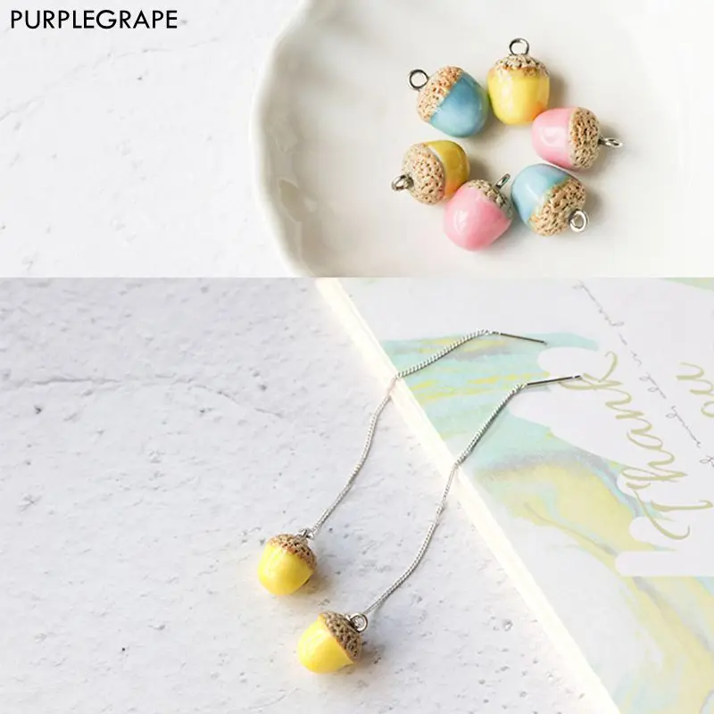 

PURPLEGRAPE Ceramic pine cone pendant DIY handmade earrings accessories necklace bracelet jewelry material a package 2
