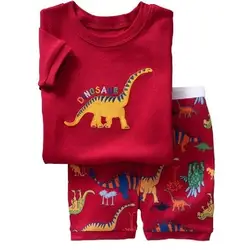 Hooyi красный Дино комплекты детской одежды динозавра Пижама для мальчиков 2 шт костюм для маленьких мальчиков Pijama Дети футболка Шорты для