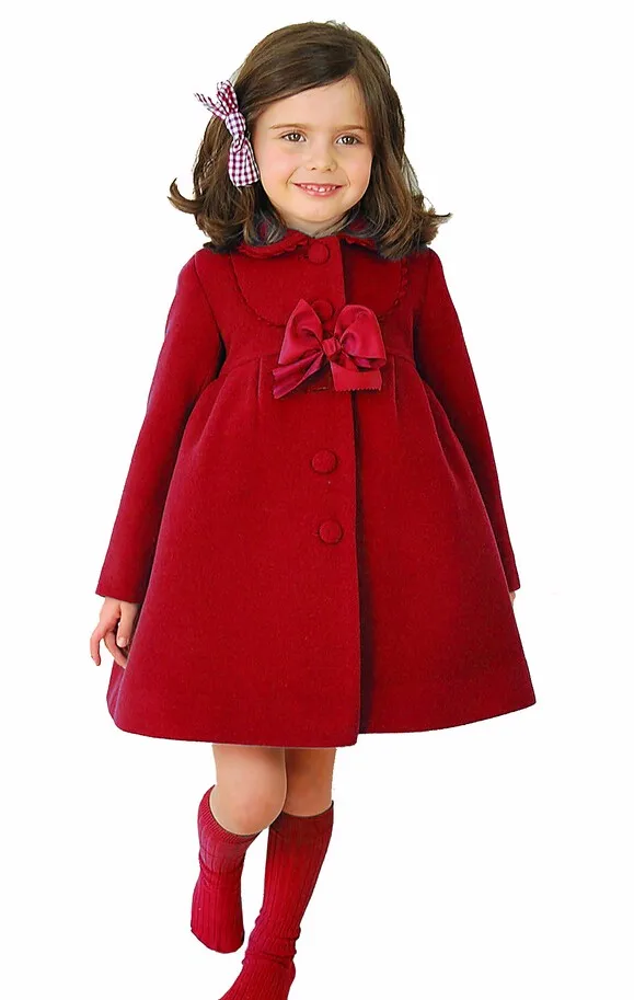 3 вида цветов! верхняя одежда для девочек, пальто, детский модный шерстяной Тренч, детская зимняя куртка, теплая хлопковая одежда - Цвет: Красный