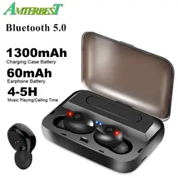 AMTERBEST F9 беспроводные наушники 5D стерео Bluetooth наушники мини водонепроницаемые головные уборы с 1300 мАч power Bank наушники Pk X8 T2c