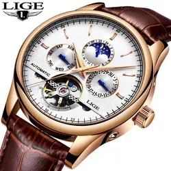 LIGE мужские часы модный спортивный Топ люксовый бренд часы мужские деловые водостойкие полный стальной механические часы Relogio Masculino +