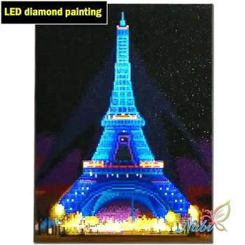 

LED Light Full Round Drill 5D DIY Diamond Painting "LED Tower" 3D Embroidery Cross Stitch Mosaic Decor Gift 30X40CM