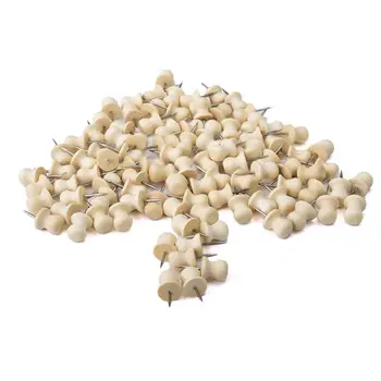 

100 Pcs Wood Standard Pins Office Binding Supplies Wood Push Pins Decorative Thumb Tacks Used on Cork Boards or Maps