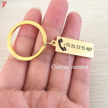 

Customized Phone Number Stainless Keychain Anti-lost Pendant Keyring Custom Car Bag Fashion Jewelry Accessories Key Chain Gift