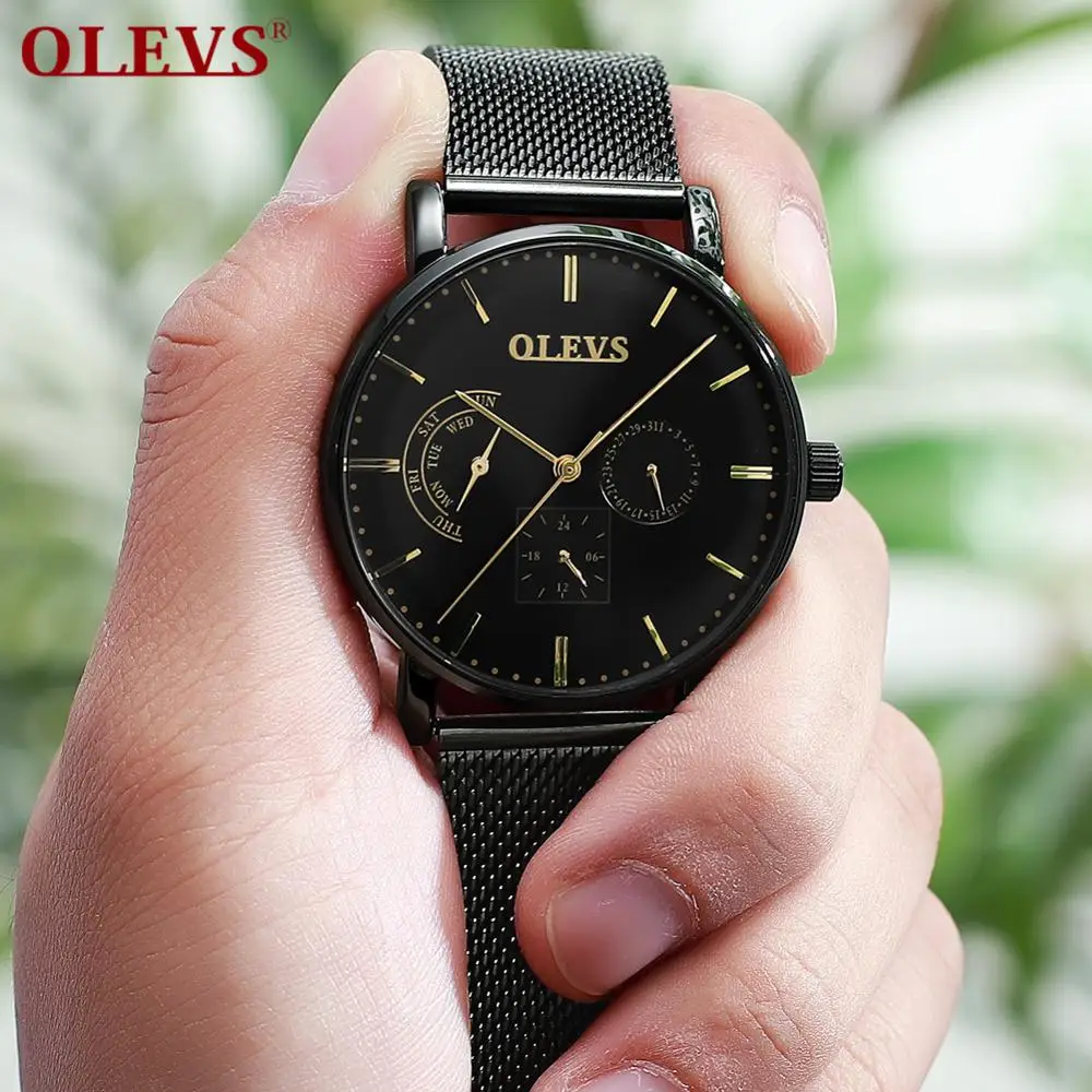 

Olevs Fashion Trends Men's Mechanical Watches Original Imported Movement Automatic Week/Date Waterproof Design Black/White/Blue