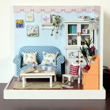 Милая комната DIY кукольный домик Миниатюрный с мебели ручной работы деревянный кукольный дом модель собранные игрушки подарок для детей F005# E