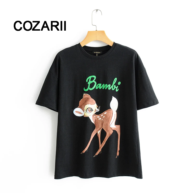 

COZARII 2019 women tops tees cotton england style short animal o-neck regular kimono womens tops and T shirt