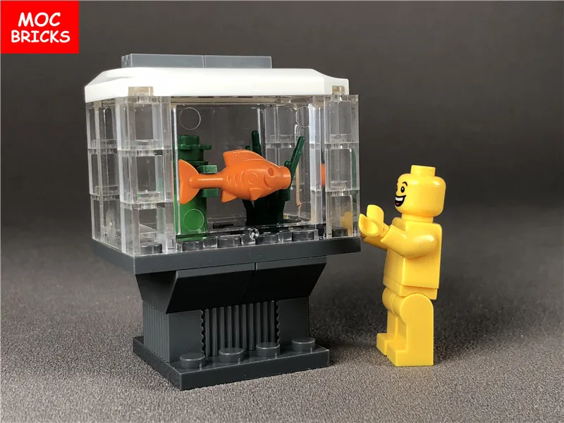 

Set Sale MOC Bricks DIY Family Decoration Trans Fish Tank Action figure Educational Building Blocks Gifts Doll Toys for children