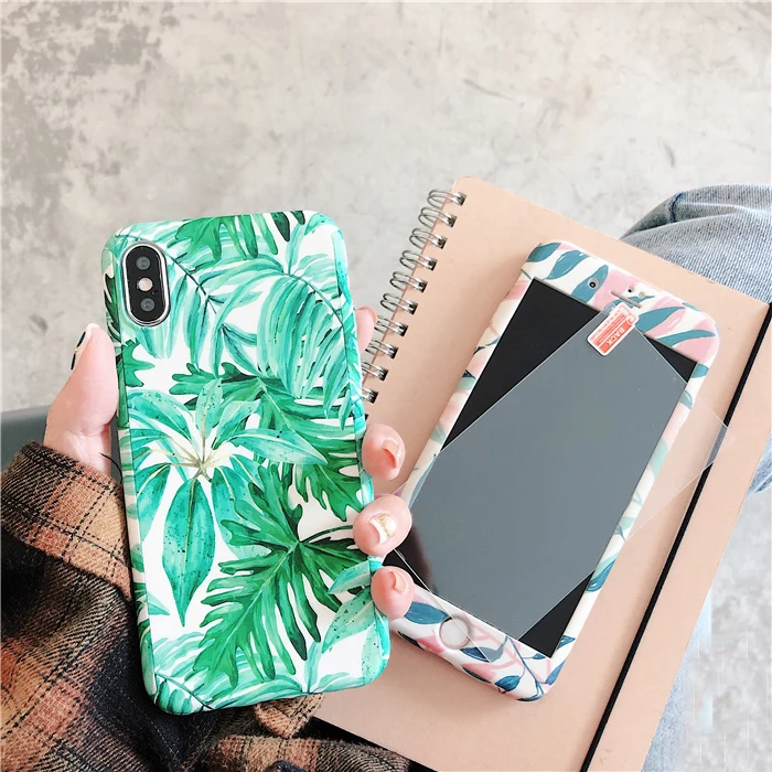 Роскошные Чехлы 360 для iPhone 7 7plus матовый чехол iphone X 6 6S plus 8 8plus с Тропическими