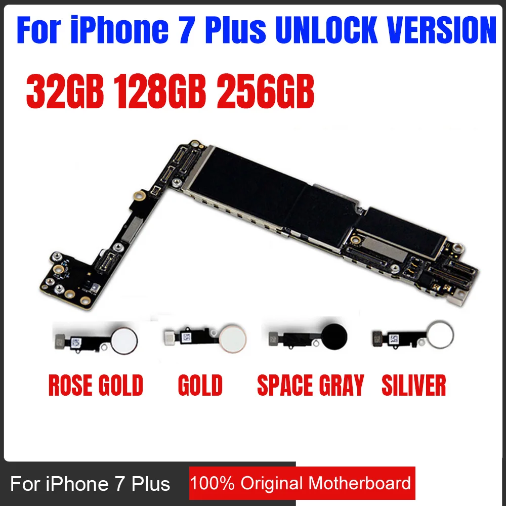 

Free shipping,Original unlocked for iphone 7plus Logic boards with touch id 32GB / 128GB / 256GB for iphone 7 Plus Motherboard