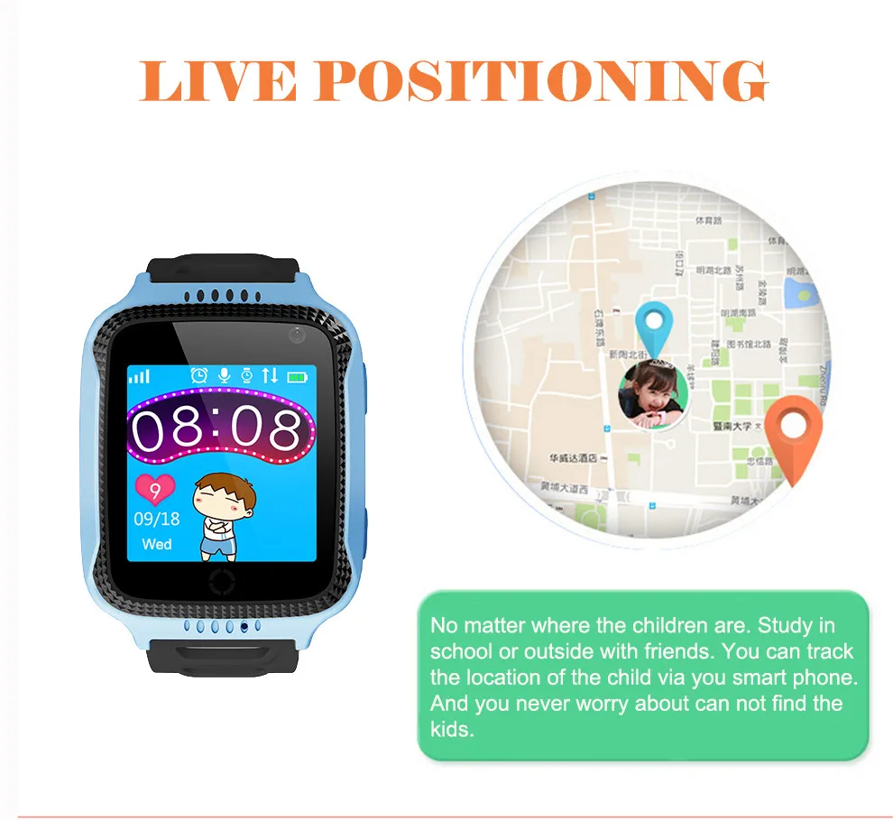 Детские умные часы gps трекер детские защитные наручные часы с SOS дистанционным монитором камера Фонарик Поддержка IOS Android смартфон