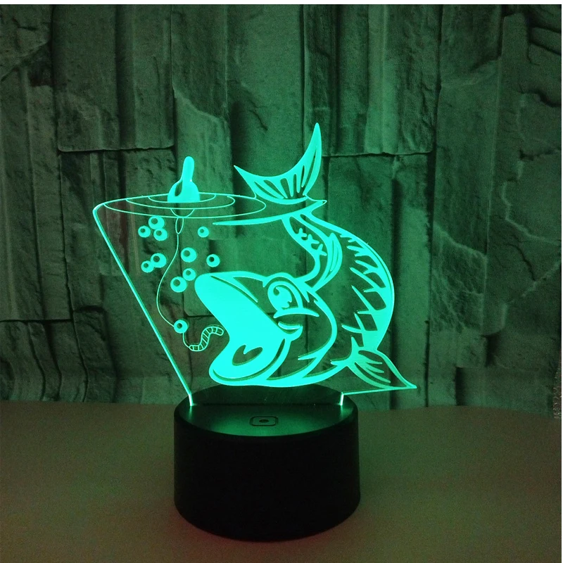 

3D LED Night Light Fishing Fish Come with 7 Colors Light for Home Decoration Lamp Amazing Visualization Optical Illusion Awesome