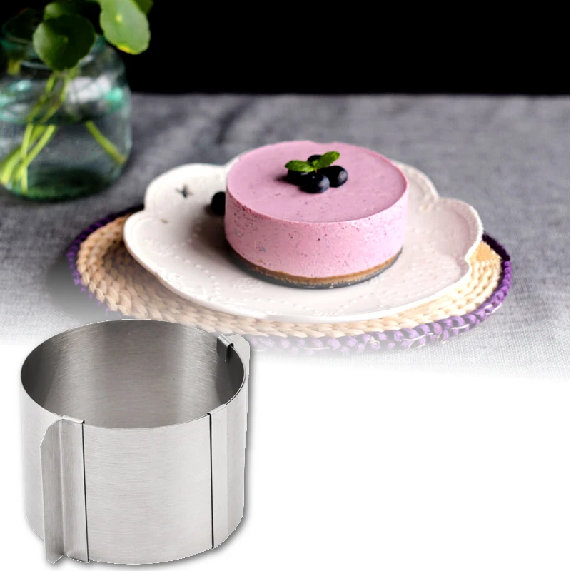 

6-10cm 4inch Adjustable Cake Ring Cutter Mold Stainless Steel Ring with Pusher Pastry Ring Mold Cake Decoration Mould for Baking