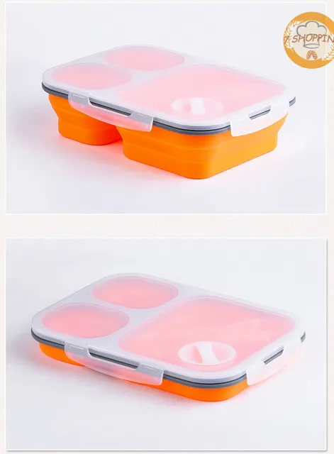 3 Compartment Food Container With Lid Lunch Box Leak Proof Microwave 3 Compartment Food Container With Lid Lunch Box Leak Proof Microwave Safe Dishwasher Silicone Collapsible