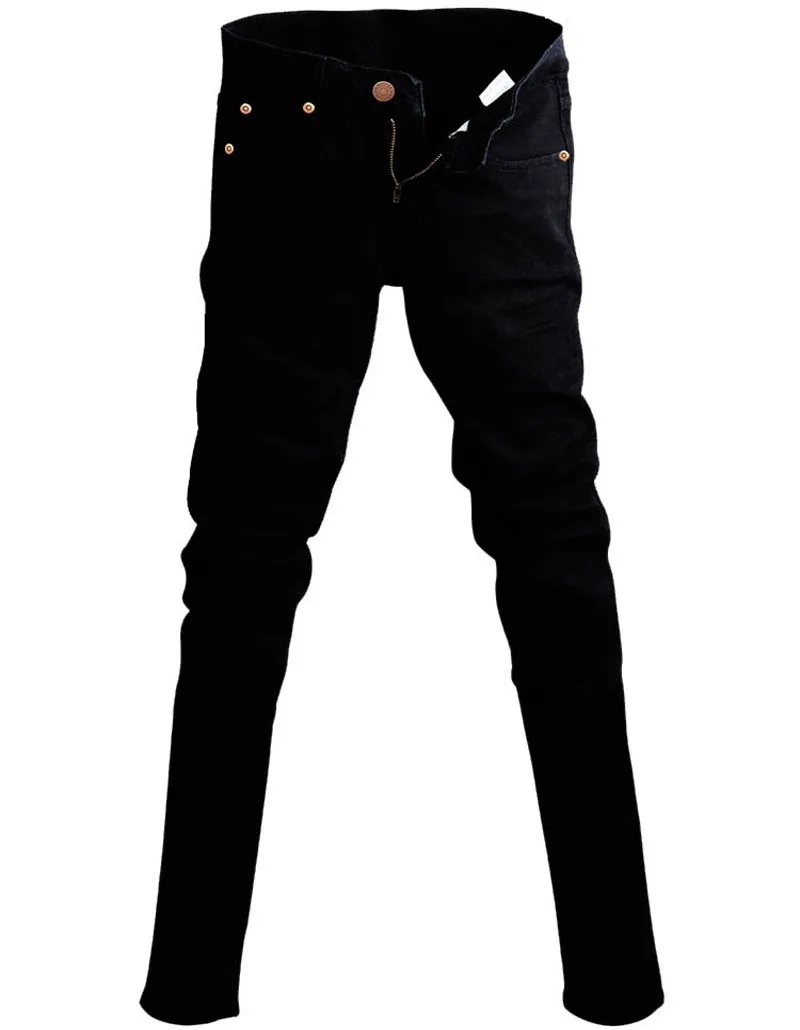Лидер продаж Мужские корейский дизайнер черный Slim Fit джинсы для женщин в стиле панк супер узкие брюки с цепочкой