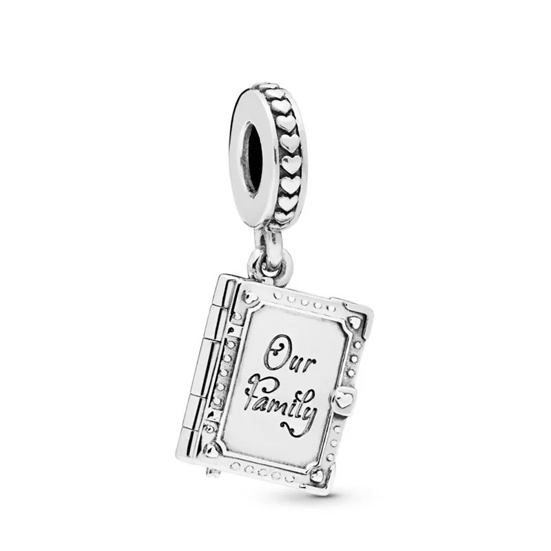 

Mother's Day Jewelry Family Book Dangle Silver Charms for Jewelry Making DIY Pendant For Original Silver 925 Bracelets Jewelry