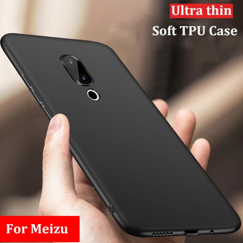 

For Meizu 16th Case Silicone Black Soft TPU Slim Anti Slip Back Cover Phone Case for Meizu 16