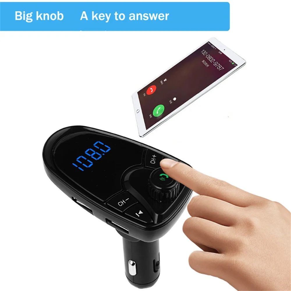 

Car Bluetooth FM Transmitter Wireless Handsfree Audio Receiver Auto LED MP3 Player 2.1A Dual USB Fast Car Accessories