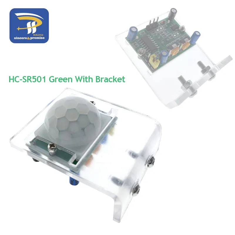 HC-SR501 Регулировка ИК пироэлектрический инфракрасный PIR датчик движения модуль детектора для Arduino для raspberry pi наборы - Цвет: Green with Bracket