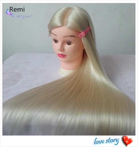 Blonde Hair Mannequin Head 18" Hairdressing Doll Heads Hair Styling