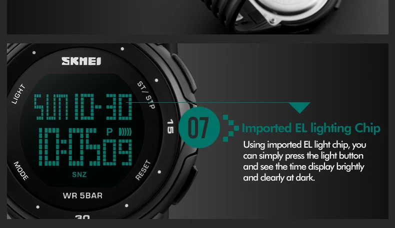 SKMEI 1219 Men Digital Watch LED Display Waterproof Male Wristwatches Chronograph Calendar Alarm Sport Watches Relogio Masculino