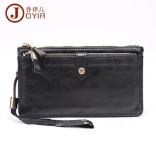 2017 echtes Leder Männer Geldbörsen Doppelter Reißverschluss Design Business Männlichen Brieftasche Mode Geldbörse Kartenhalter Lange Clutch Wallets 9002