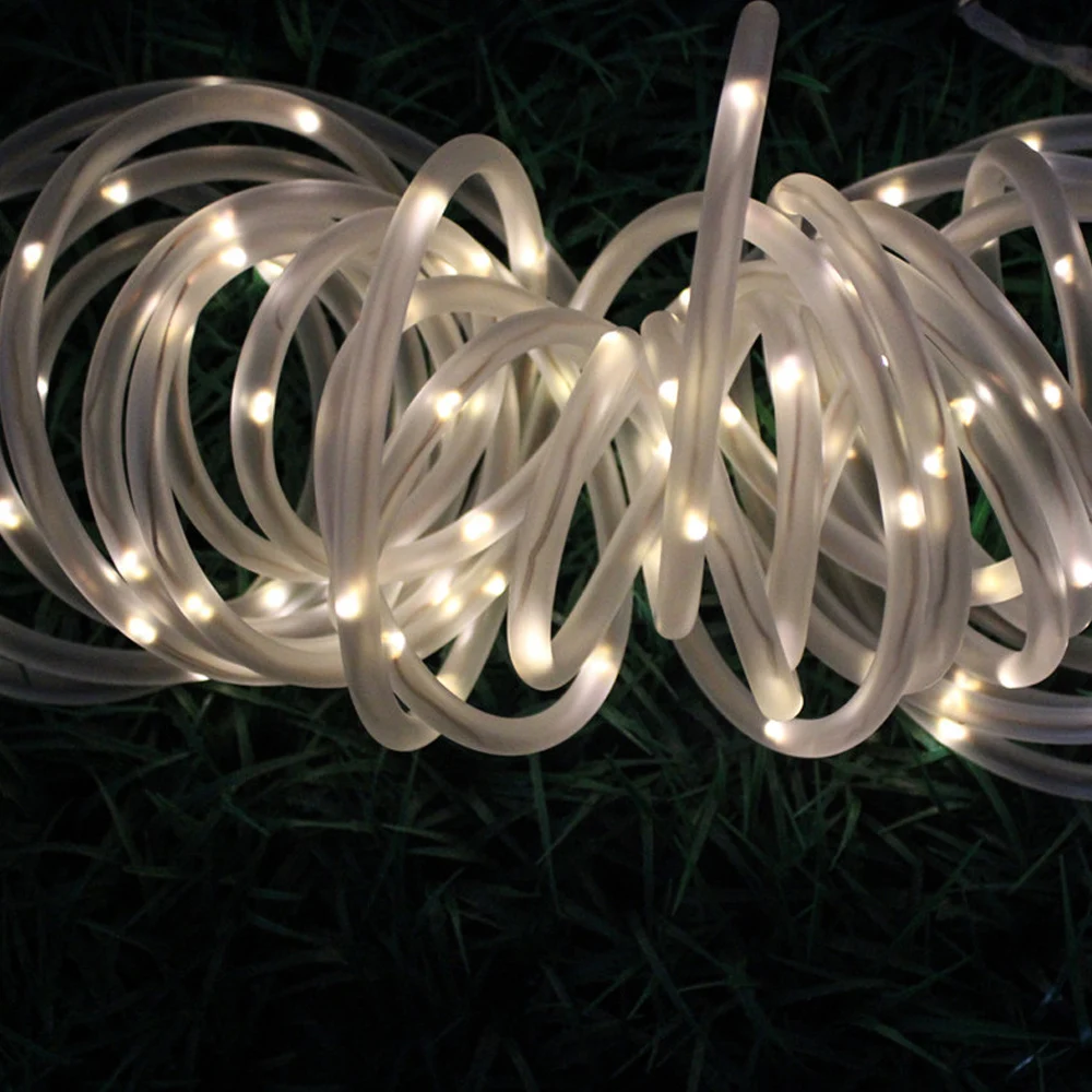 100 светодиодный солнечный трубка на троссе Сказочный свет 8 модель с освещением наружные водонепроницаемые Медные провода с подсветкой для украшения фестиваля