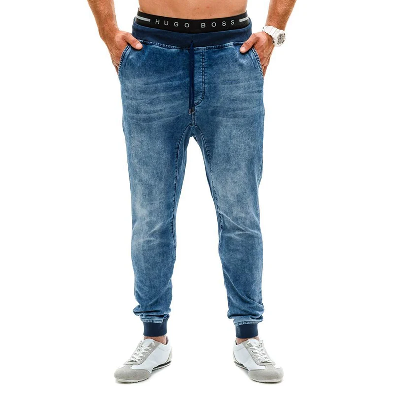 

Casual Full Length Men's Wash Jeans Mid Waist Pants Straight Men Pencil Pants Cotton Regualr Fashion Masculina Male Trousers D40