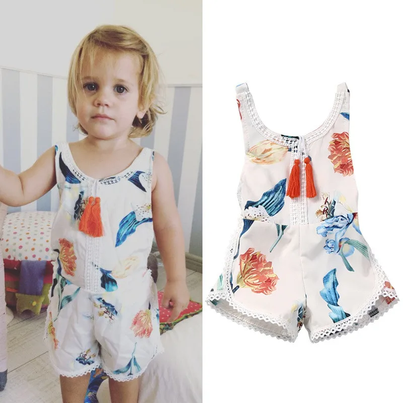 

Baby Girls Romper Sleeveless Tassel Infant girl Jumpsuit Outfit Clothing Cute Floral Summer Baby Girl Clothes