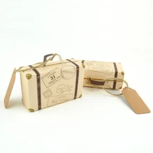 50 шт. мини чемодан лазерная резка подарок коробка сладостей подарок сумка с лентой Европейский детский душ свадьба день рождения