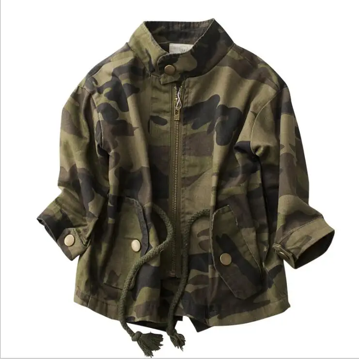 

Kids Jackets Boy Girls Camouflage Zipper Windbreaker Long Sleeve Casual Work clothes Trench Children Outdoor Coats 4-14years