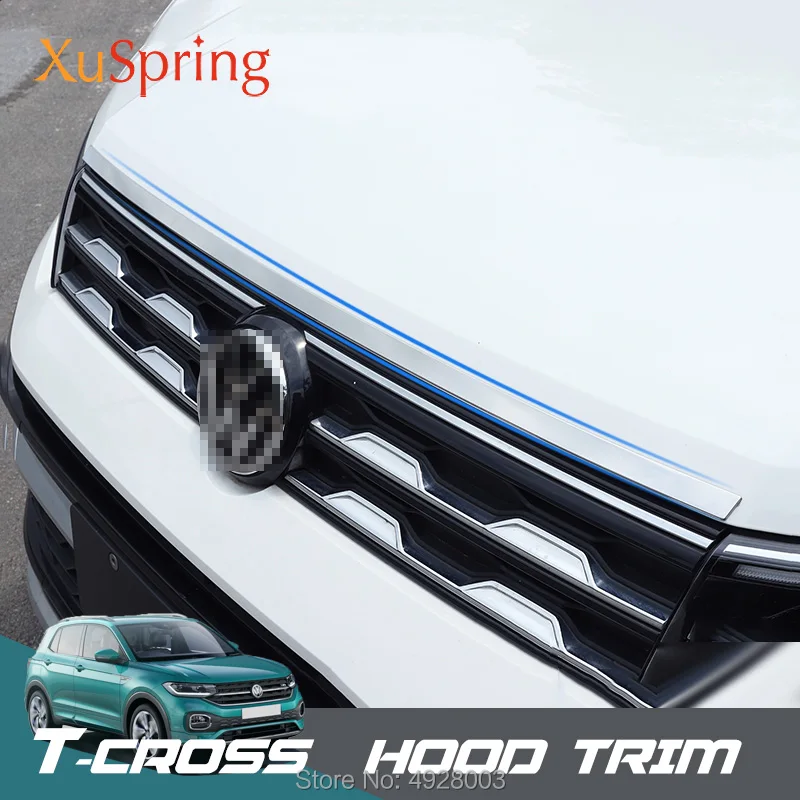 

Car Hood Bonner Cover Trim Strips Sticker Garnish Chrome Styling for Volkswagen VW T-Cross Tcross 2019