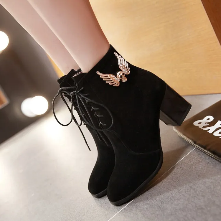 

Big Size 9 10 11 12 boots women shoes ankle boots for women ladies boots shoes woman winter Side zipper cross strap