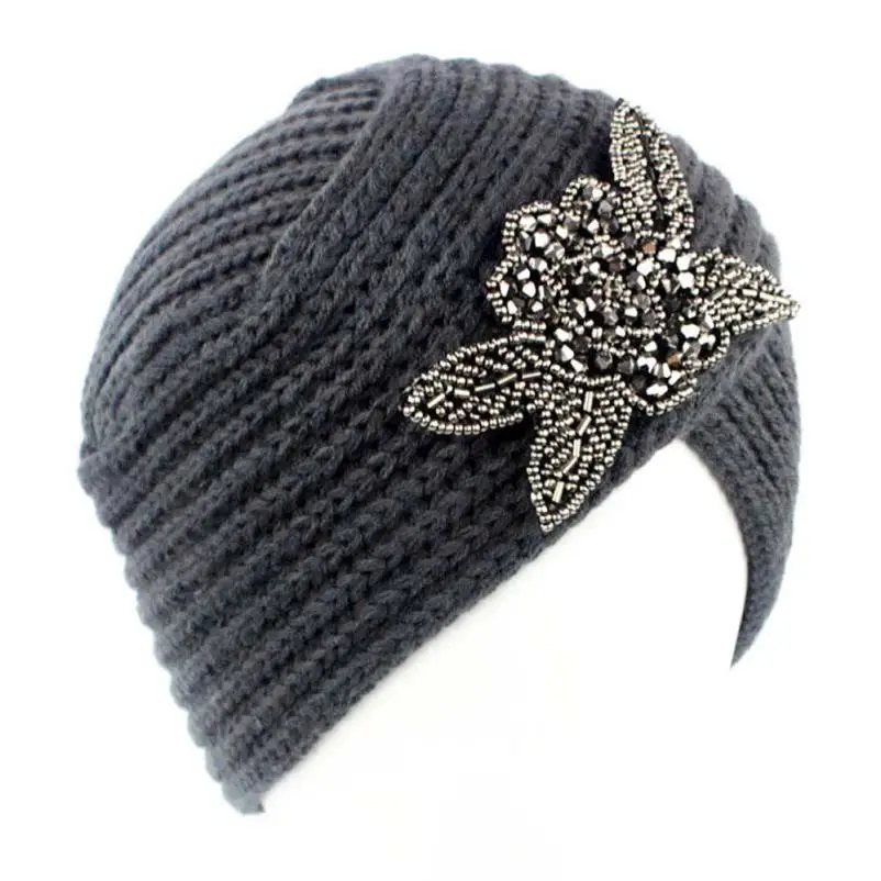 Для женщин Дамы Ретро зимние Вязание шапка тюрбан полями Кепки ворс Кепки акрил шерсть около 56-58 см трикотажные шапка для женская мода