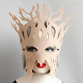 

Vintage Beige Face Masks Full Face Party Masks Big Tree Felt Mask Halloween Cosplay Party Custome Accessories Christmas Gifts