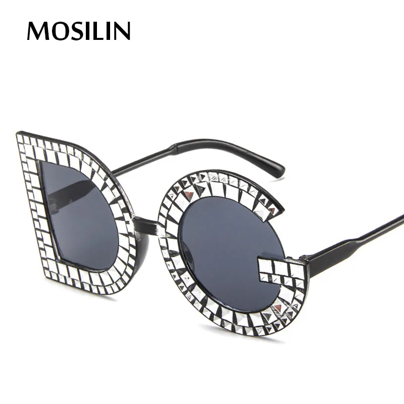 

2020 Fashion Crystal Diamond Round Oversized Brand Luxury DG Sunglasses Ladies Sun Glasses For Women Party