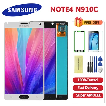 

ORIGINAL 5.7'' Super AMOLED Note4 LCDs For Samsung Galaxy Note 4 N910 N910A N910F LCD Display Touch Screen Digitizer Assembly